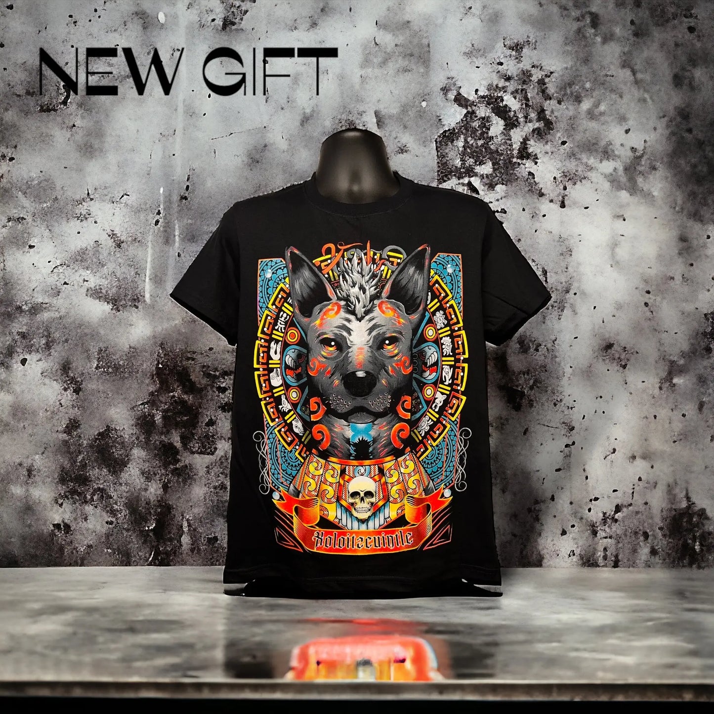 Xolo con calendario maya Alebrijes T-shits T-shirt Alebrijes T-shits