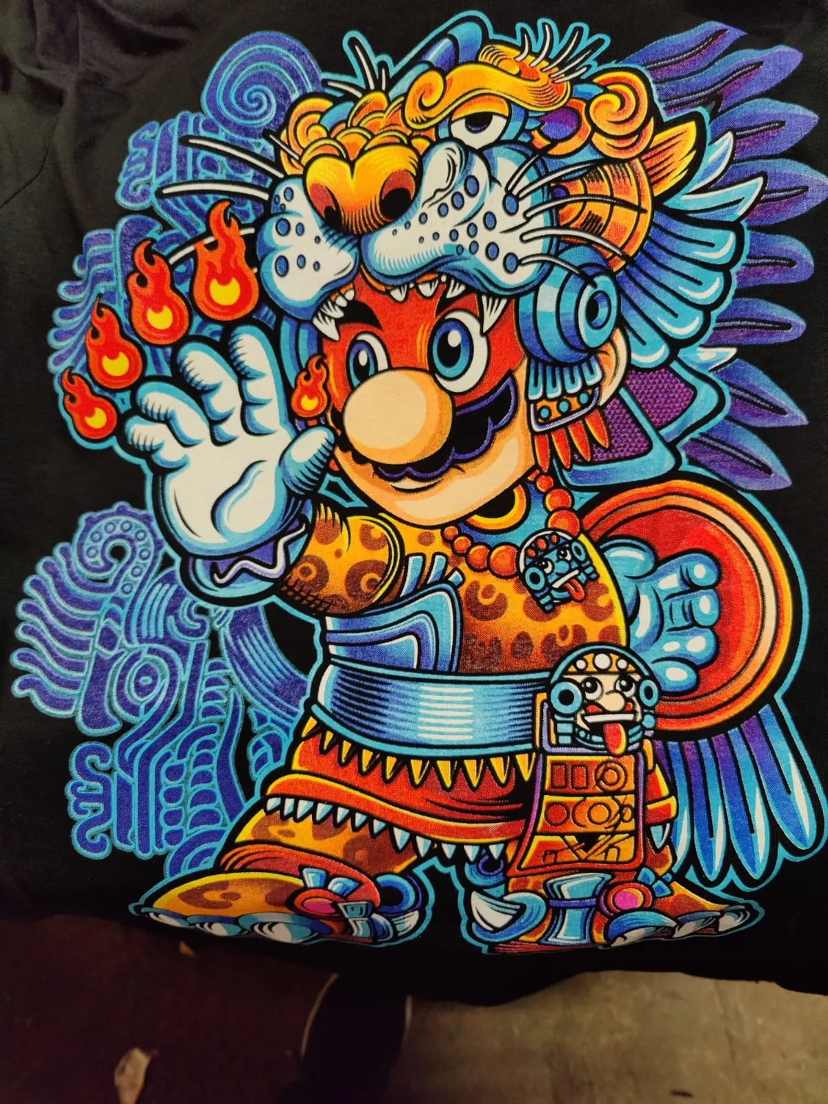 Aztec Mario warrior Alebrijes T-shits T-shirt Alebrijes T-shits