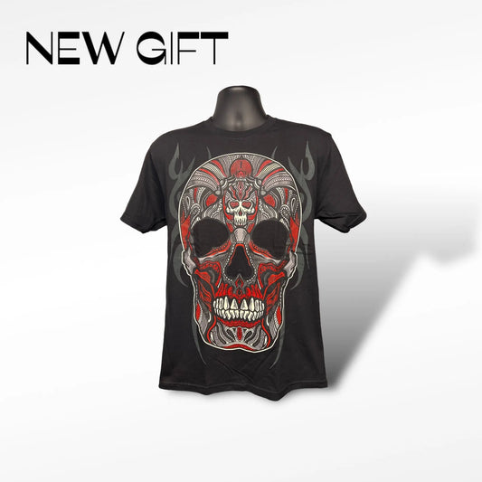 Red Neon Skull Alebrijes T-shits T-shirt Alebrijes T-shits